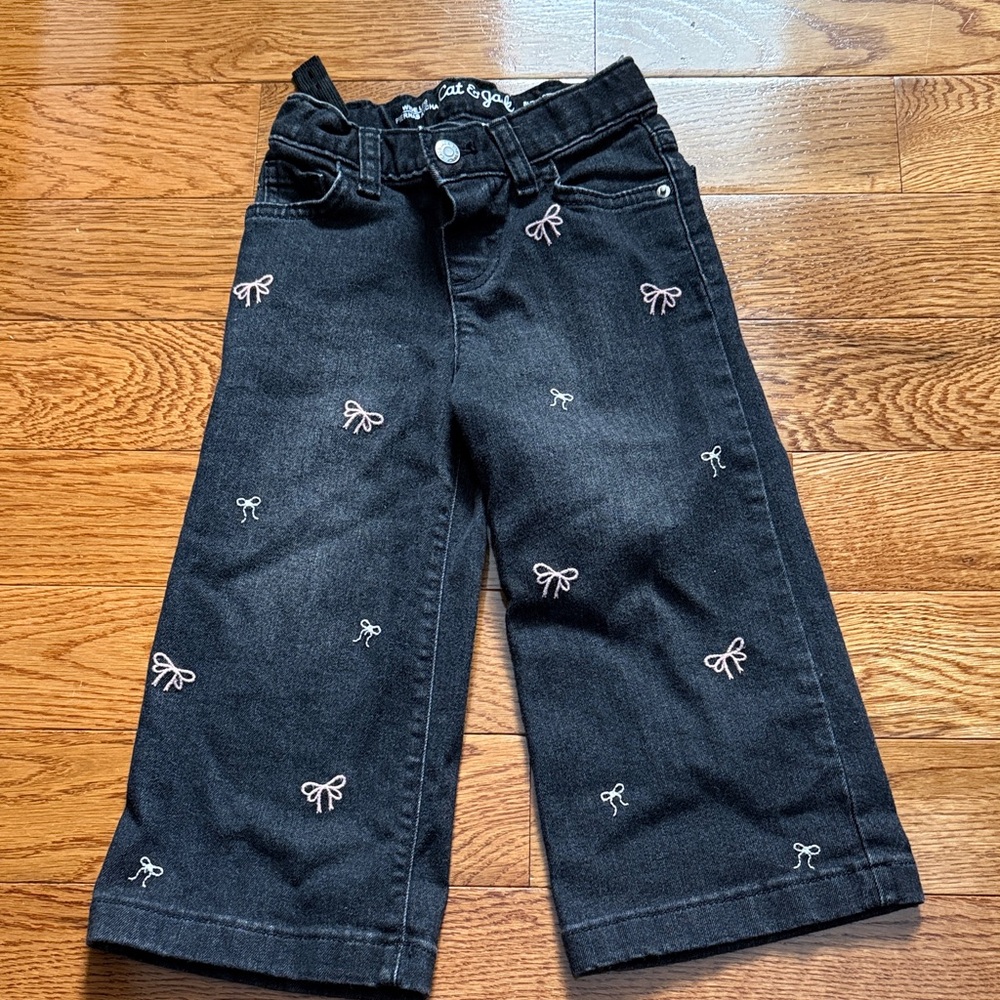 Cat & Jack Black Jeans with Pink Bow Accents